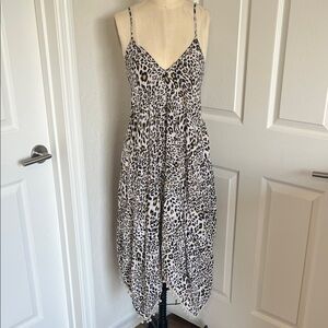 Japna White and Black Leopard Print Swim Beach Coverup